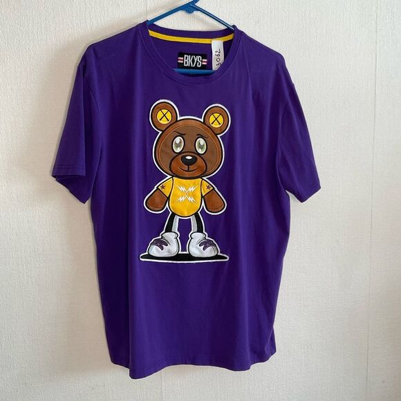 BKYS Purple Tee Men’s size Large Tshirt Teddy‎ Bear Custom Design Print/Appliqué - Picture 1 of 9
